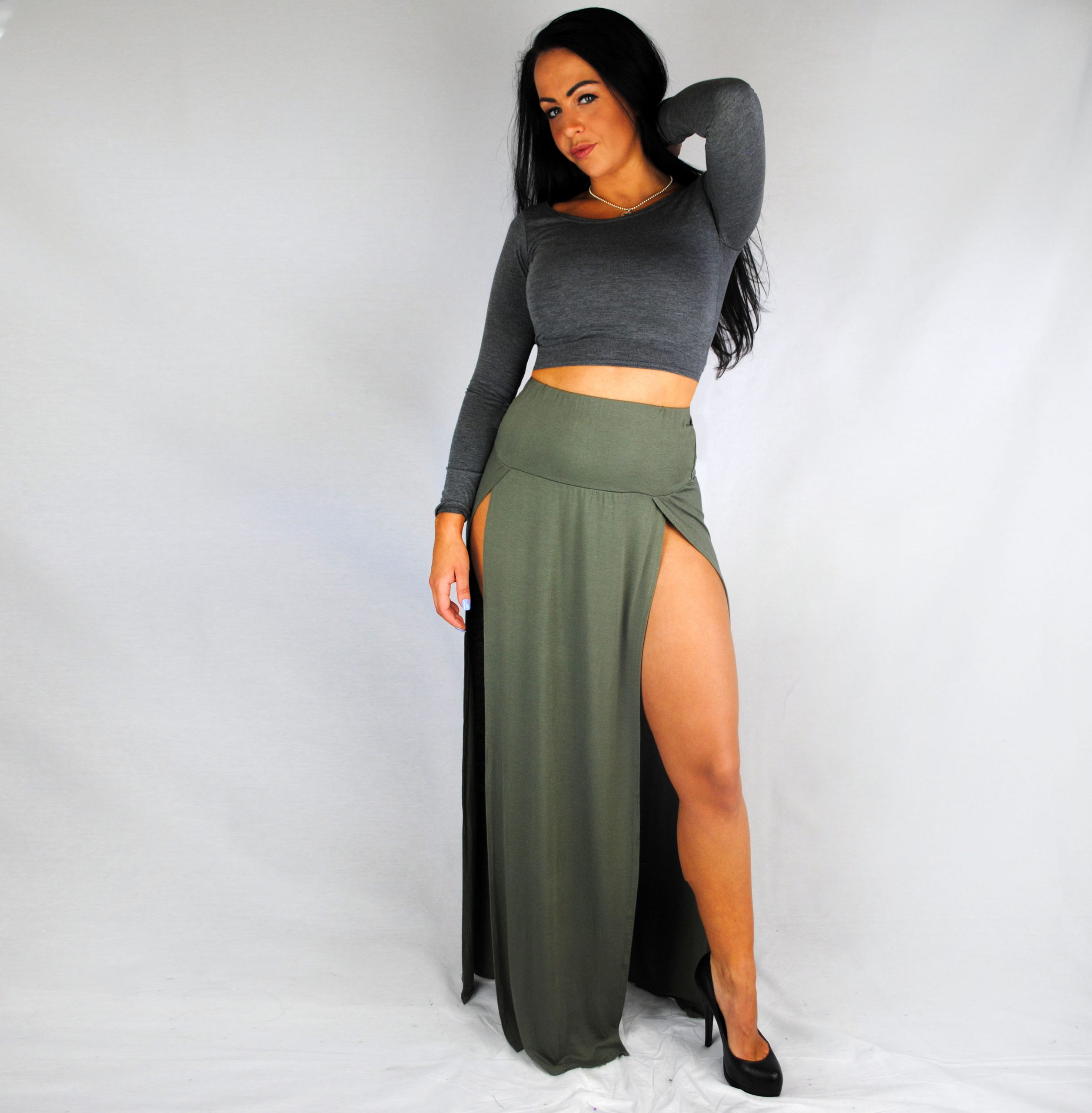 Double Slit Ruffle Maxi Skirt – UmbaLove